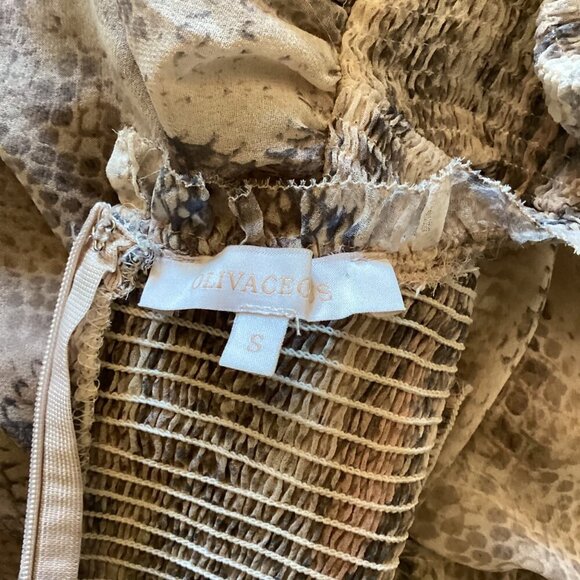 Olivaceous Snakeprint Tiered Smocked Mini Dress Size Small Long Sleeve - Picture 2 of 8